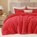 BEDELITE Fleece Twin Comforter Set -Super Soft & Warm Fluffy Red Bedding by BEDELITE