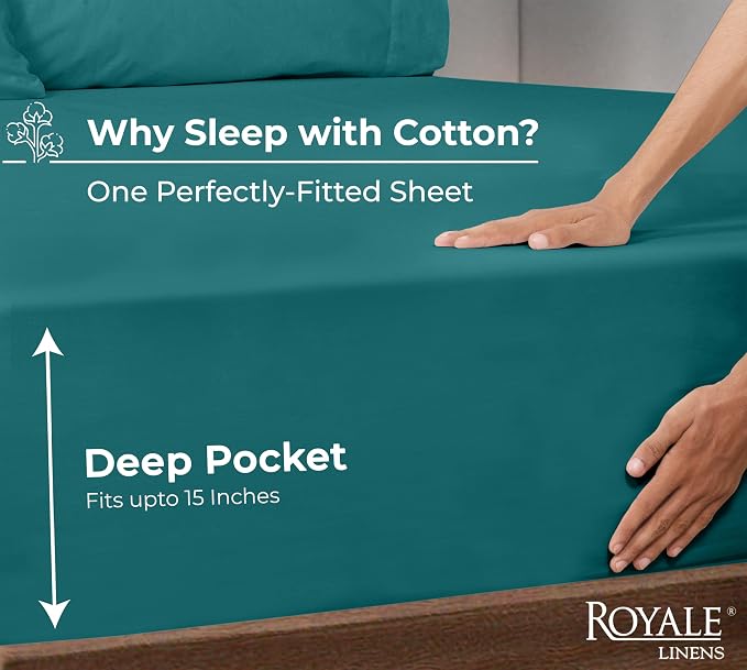 Royale Linens 100% Organic Cotton Fitted Sheet - Image 2