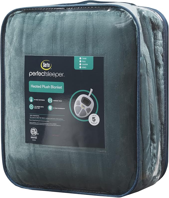 Serta Luxuriously Soft Plush Electric Blanket Fast Heating Cozy Cover, Safety - Image 7