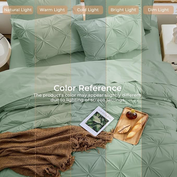 Sasttie Queen Comforter Set, 7-Piece Bed in a Bag, Pintuck Bedding Sets - Image 8