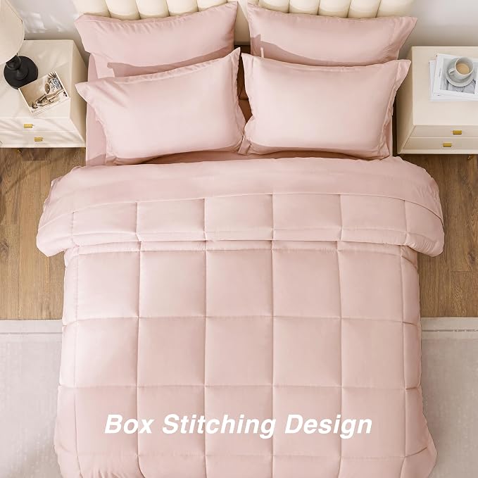 Love's cabin Twin XL Comforter Set Blush Pink, 5 Pieces Twin XL Bed in a Bag - Image 4