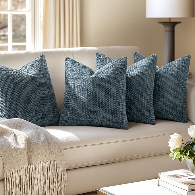 MIULEE Pack of 4 Couch Throw Pillow Covers 20x20 Inch Navy Blue Soft Decorative - Image 5