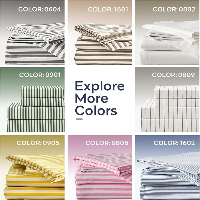 JELLYMONI 100% Natural Cotton 3pcs Striped Duvet Cover Sets, - Image 7