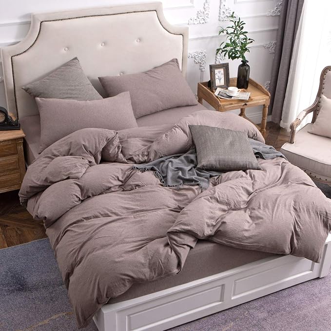 PURE ERA Jersey Knit Duvet Cover Set 100% T-Shirt Cotton Super Soft Comfy 3pc - Image 2