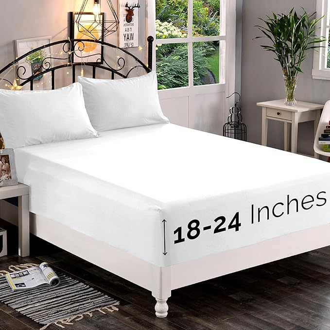 Elegant Comfort 1500 Premium Quality Fitted Sheet Ultra Soft 18-24 Inch Extra by ELEGANTCOMFORT