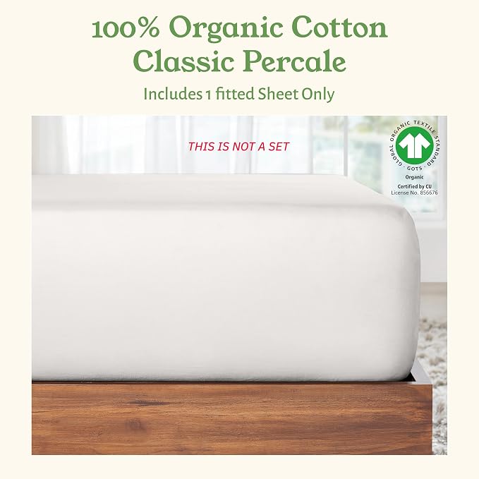 California Design Den 100% Organic Cotton Fitted Sheet Queen Size Only - Image 4