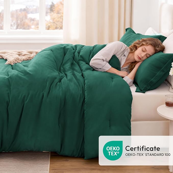Love's cabin Dark Green Twin/Twin XL Comforter Set, 2-Piece Prewashed Bed Set - Image 5