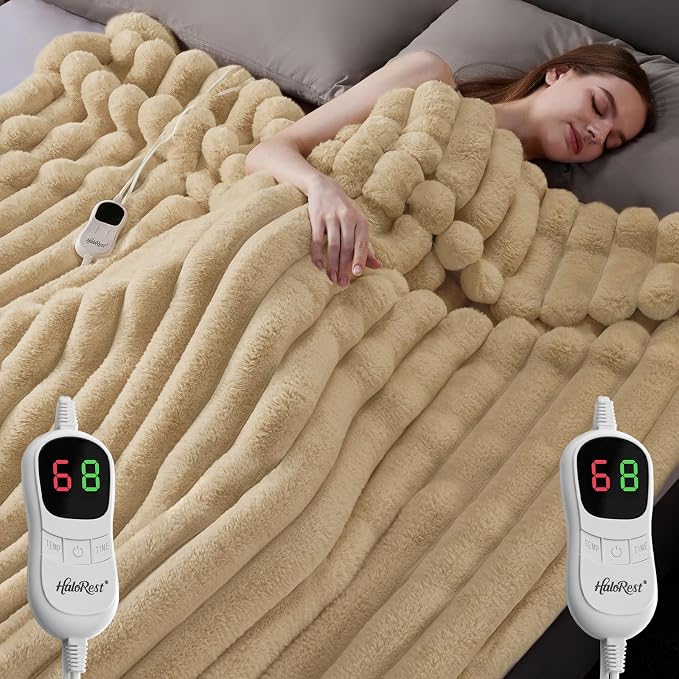 Heated Blanket Queen Size, Faux Fur Cozy Heating Blanket - Image 6