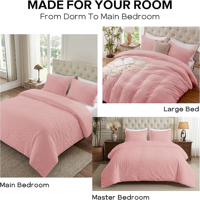 Cozyide Pink Duvet Cover King Size, 3 Pieces Bedding Duvet Covers, Soft - Image 7
