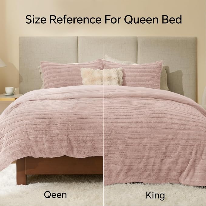 BEDELITE Fleece King Comforter Set -Super Soft & Warm Fluffy Pink Faux Fur - Image 5