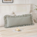14x36 inches Sage Green Plaid Ruffle Lumbar Pillow Sham 1 Piece, Pure Cotton by Qilunn