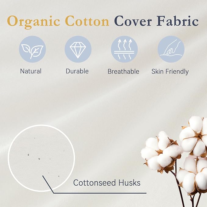 puredown® Goose Feather Down Pillows, 100% Organic Cotton Cover, Luxury Hotel - Image 3