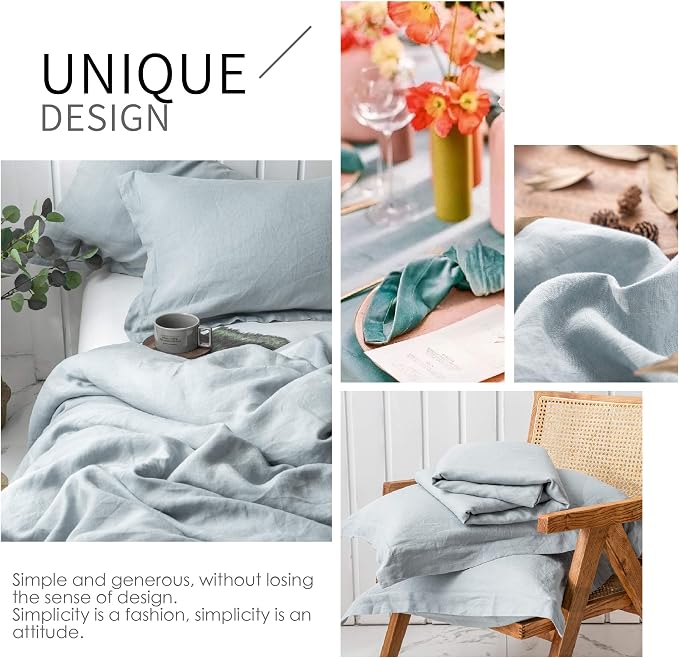 Simple&Opulence 100% Linen Duvet Cover Set 3pcs Basic Style Natural French - Image 5
