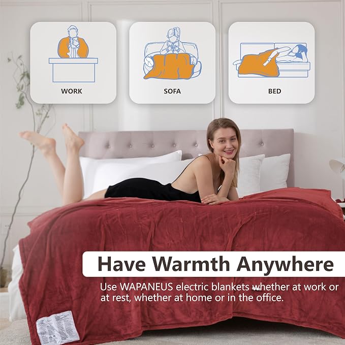Wapaneus Heated Blanket Electric Queen Size 84"x90"-Dual Control - Image 4