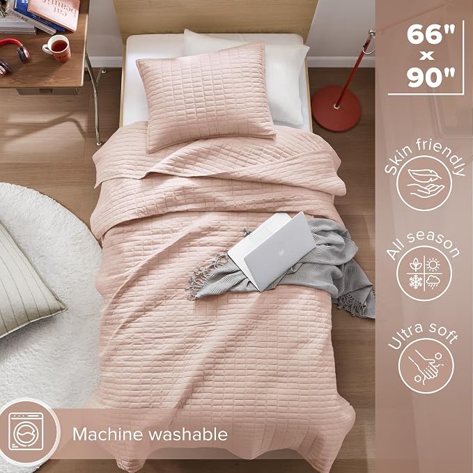 Comfort Spaces Kienna Quilt Set- Double Sided Stitching Design Summer Blanket - Image 3