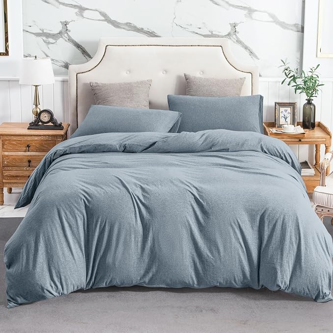 PURE ERA Jersey Knit Duvet Cover Set 100% T-Shirt Cotton Super Soft Comfy 3pc - Image 8