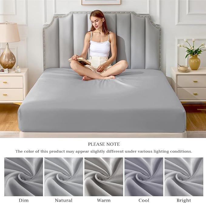 FreshCulture Pure Cotton Fitted Sheets Twin Size, 300 Thread Count Percale - Image 7