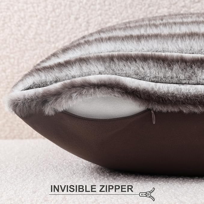 Pallene Faux Fur Plush Throw Pillow Covers 18x18 Set of 2, Luxury Soft Fluffy - Image 3