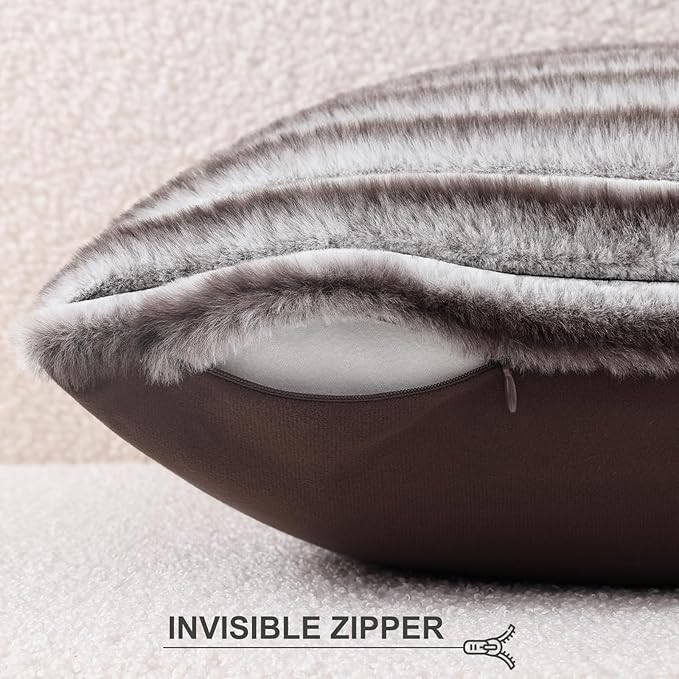 Pallene Faux Fur Plush Throw Pillow Covers 24x24 Set of 2, Luxury Soft Fluffy - Image 3
