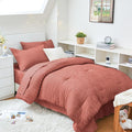 HYMOKEGE Coral Twin XL Comforter Set Seersucker 5 Pieces, All Season Luxury Bed by HYMOKEGE