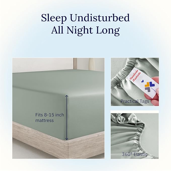 California Design Den Twin XL Bed Fitted Sheet, Soft 400 Thread Count 100% - Image 6