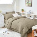 HYMOKEGE Linen Twin XL Comforter Set Seersucker 5 Pieces, All Season Luxury Bed by HYMOKEGE
