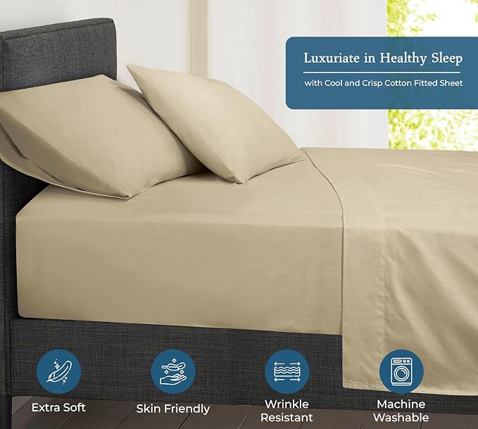 Royale Linens 400 Thread Count 100% American Grown Cotton Fitted Sheet Full Size - Image 3