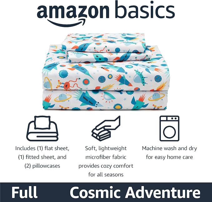 Amazon Basics Kid's Soft Easy-Wash Microfiber 4-Piece Sheet Set - Image 2
