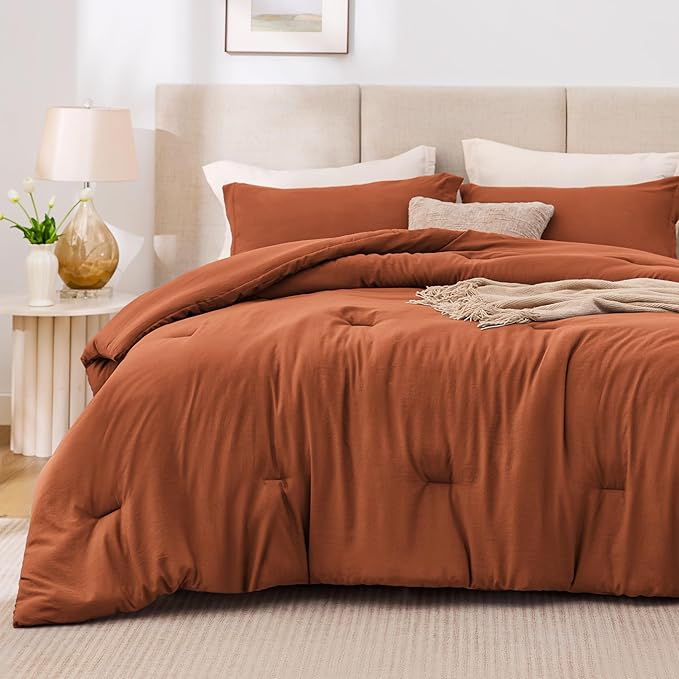 Love's cabin Terracotta King Size Comforter Set, 3-Piece Prewashed Bed Set - Image 2