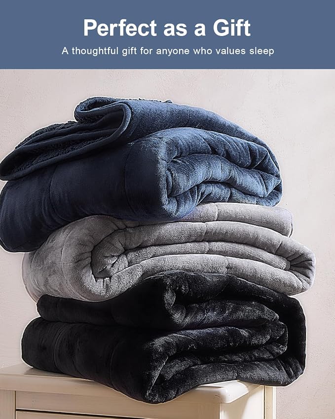Super Fuzzy Soft Sherpa Fleece Weighted Blanket, 15 lbs Dual Sided Fluffy Heavy - Image 5
