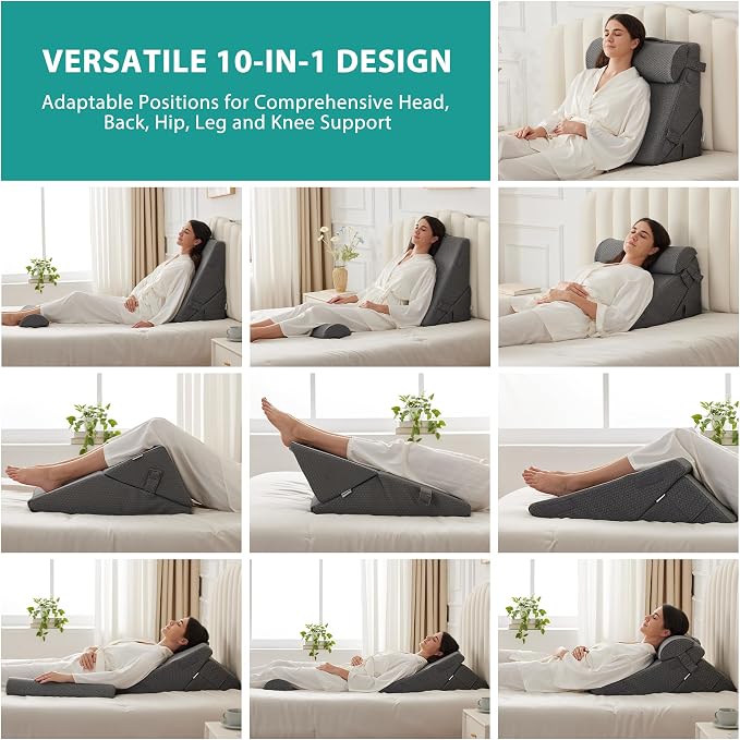 Bedluxe 3Pcs Orthopedic Bed Wedge Pillow Set, Foam Wedge Pillow Post Surgery - Image 2