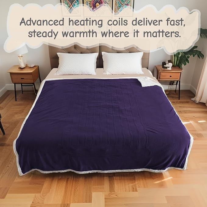 Electric Heated Blanket Throw Size 50"x60", Soft Flannel - Image 8