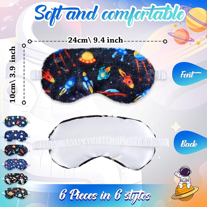 Cuffbow 6 Pack Plush Sleep Mask Set, Cute Plush Eye Masks - Image 2