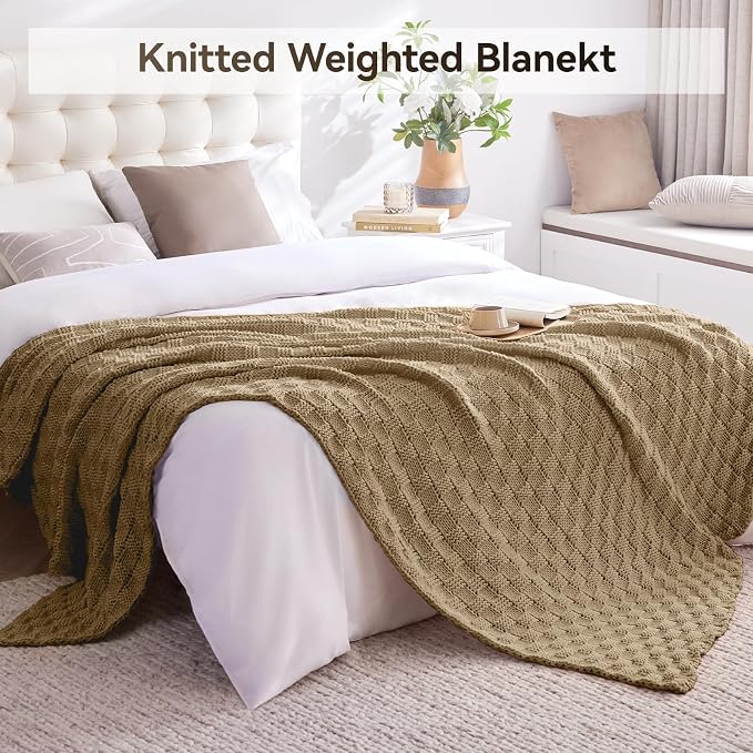 Knitted Weighted Blanket for Adult, No Beads Heavy Blanket 60” x 80'' 10lbs - Image 6