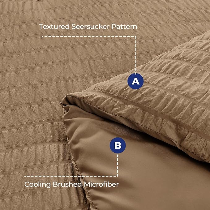 HYMOKEGE Brown King Size Comforter Set Seersucker 7 Pieces, All Season Luxury - Image 4