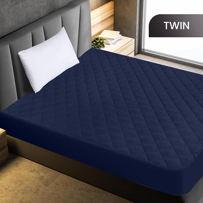 Utopia Bedding Quilted Fitted Mattress Pad, Twin Size, Elastic Fitted Mattress - Image 2
