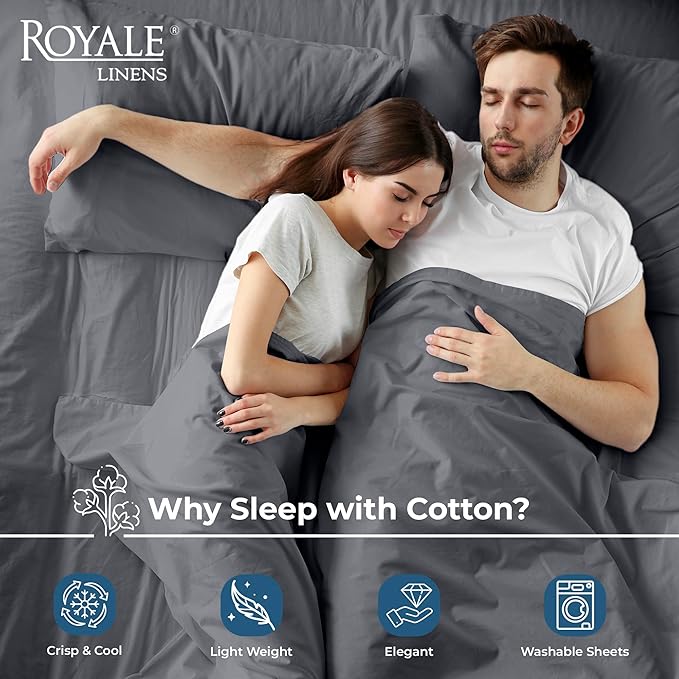 Royale Linens 100% Organic Cotton King Flat Sheet Only - Image 3