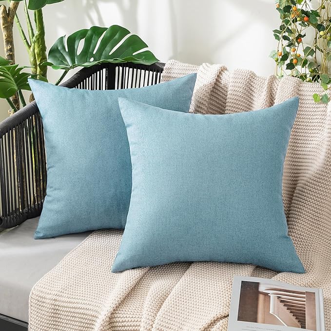 MIULEE Pack of 2 Decorative Outdoor Solid Waterproof Throw Pillow Covers Faux by MIULEE