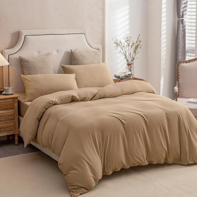 PURE ERA Jersey Knit Duvet Cover Set 100% T-Shirt Cotton Super Soft Comfy 3pc - Image 3