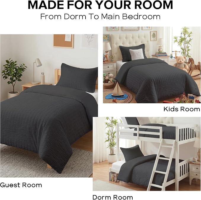 Cozyide Dark Grey Twin Duvet Cover, 2 Pieces Bedding Duvet Covers, Soft - Image 7