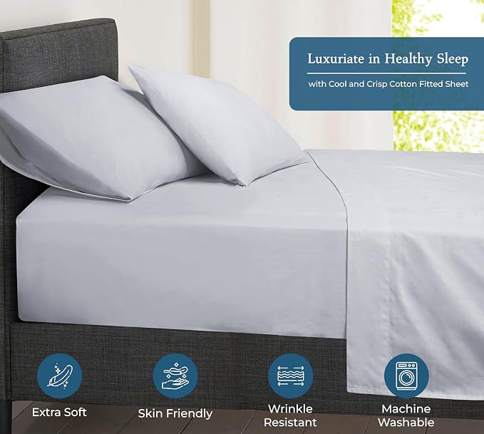 Royale Linens 400 Thread Count 100% American Grown Cotton Fitted Sheet Queen - Image 3