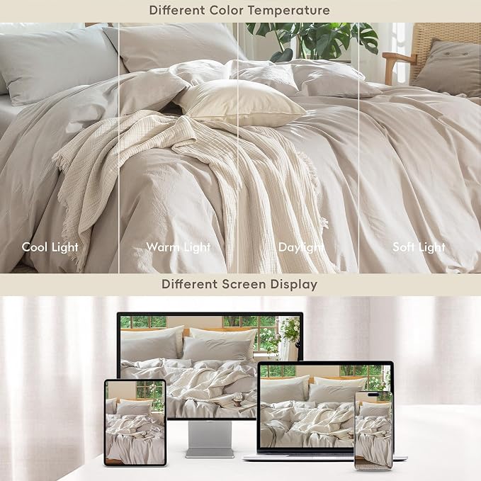 MooMee Bedding Duvet Cover Set 100% Washed Cotton Linen Like Textured - Image 7