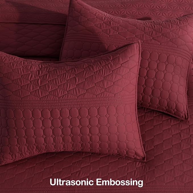 HORIMOTE HOME Burgundy Red Twin Size Quilt Set - Image 6