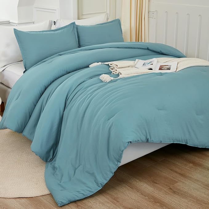 Litanika Comforters Grayish Teal Oversized King Size, 3 Pieces Lightweight - Image 6