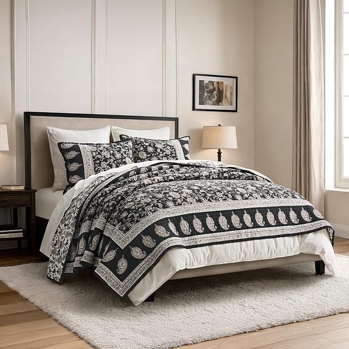 EverGrace Cotton Quilt Set Queen Size, 100% Cotton Reversible Lightweight - Image 6