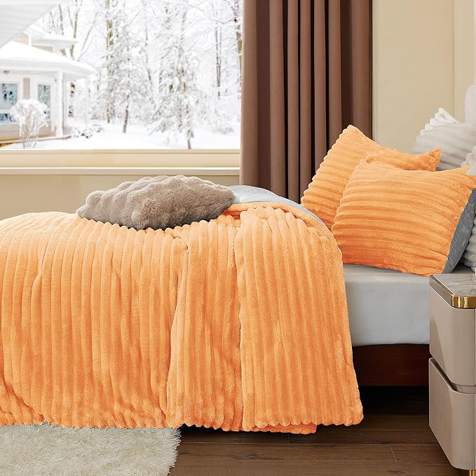 BEDELITE Fleece Full Comforter Set -Super Soft & Warm Fluffy Coral Bedding - Image 5