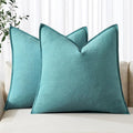 MIULEE Decorative Linen Euro Sham Pillow Covers 24x24 Turquoise ​Boho by MIULEE