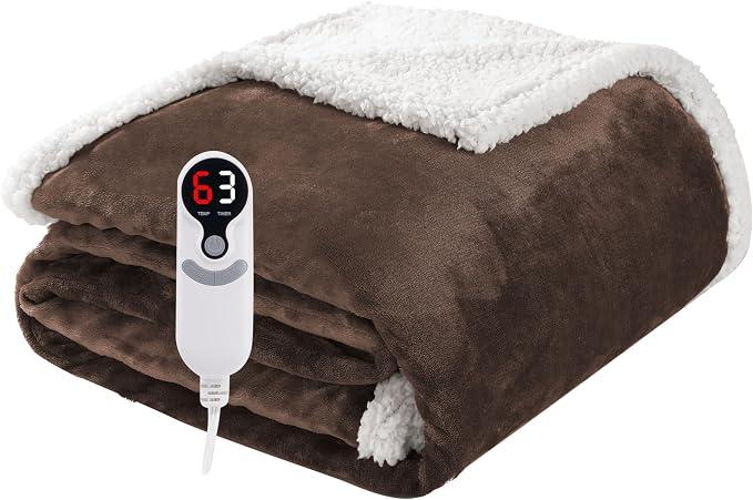 Electric Heated Blanket Throw Size 50"x60", Soft Flannel by Soypipo