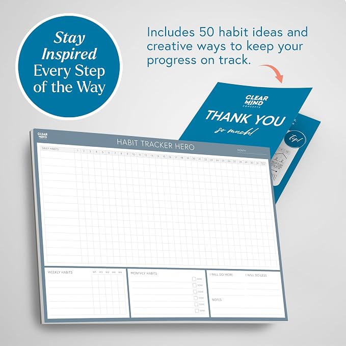 Habit Tracker Hero Desk Pad by Clear Mind Concepts® – 24 Monthly Undated - Image 8
