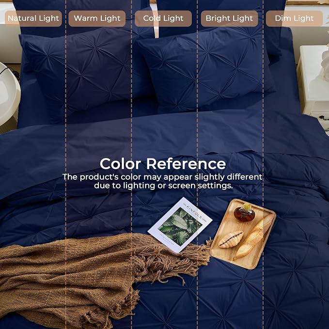 Sasttie Full Size Comforter Set, 7-Piece Bed in a Bag, Pintuck Bedding Sets - Image 8
